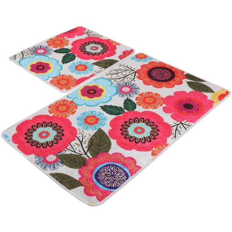 Tapis de bain avec fleurs en couleur - 50x60 cm - Multicolore - Wellhome