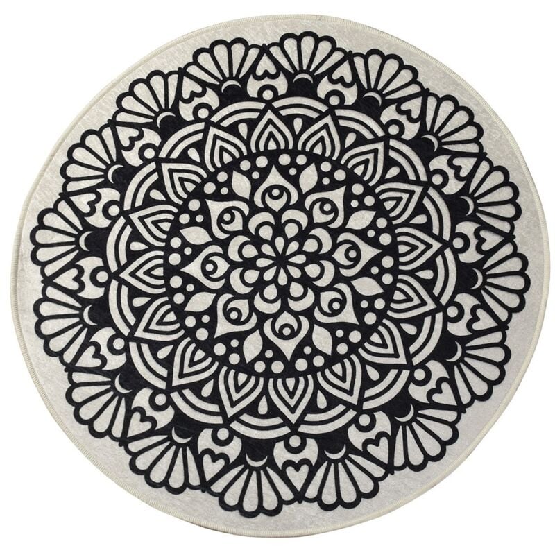 Tapis de bain noir/blanc - 100 cm - Multicolore - Wellhome