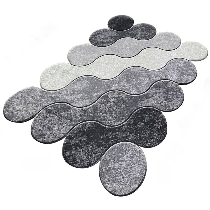 Wellhome - Tapis de bain ton gris - 70x120 cm - GrisGris clairBlanc
