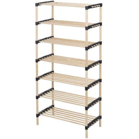 WELLHOME Zapatero 7 estantes 56x28x110 cm en Beige de Madera