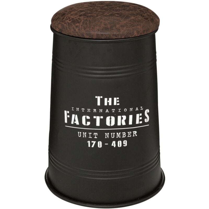 Well home - Pouf canette 'Joao', métal et bois, noir