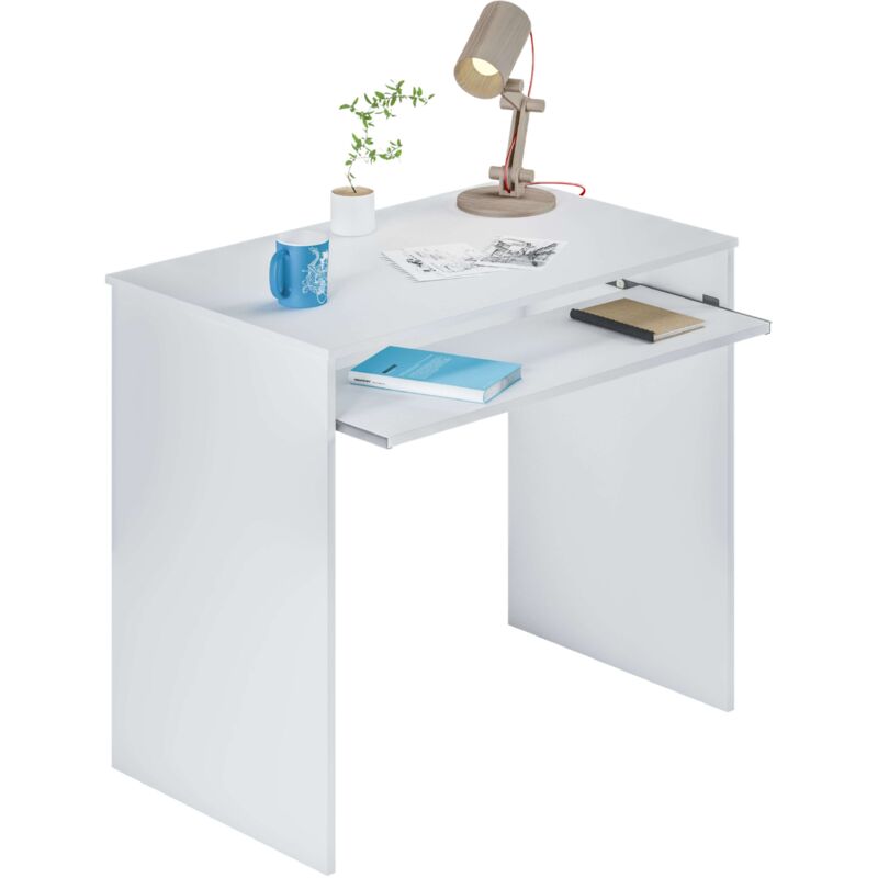

Mesa de escritorio ordenador con bandeja extraible para dormitorio juvenil color blanco 79x90x54 cm