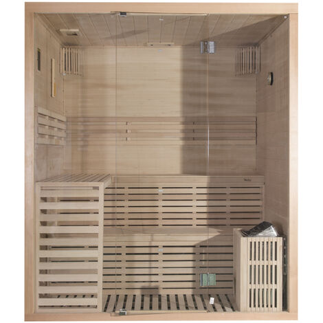 Wellis Serenis Hemlock finnische Sauna 180x150x210cm Komplett-Set inkl. Saunaofen Saunazubehör