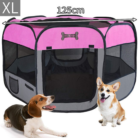 Welpenlaufstall faltbar Welpenauslauf Tierlaufstall Gehege Hunde Laufstall Hasen Laufstall Freilaufgehege Freigehege - pink