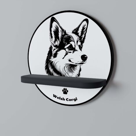 WELSH CORGI PEMBROKE Rundes Regal Schwarz