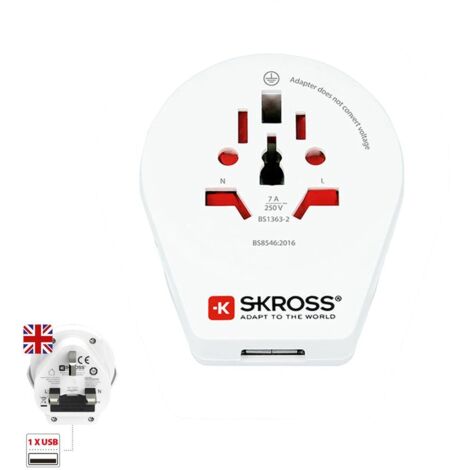 Welt-zu-UK-Adapter mit USB SKROSS 1500267