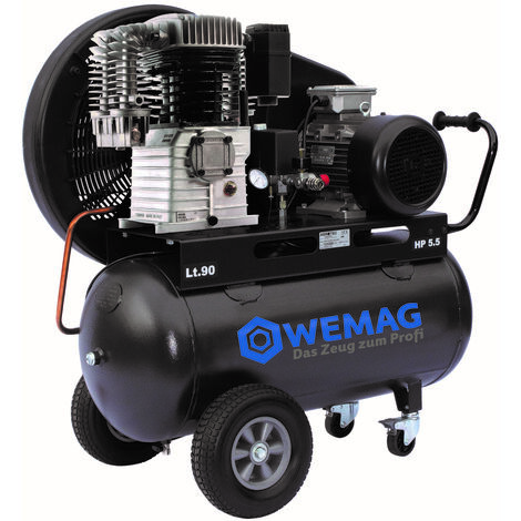 WEMAG Druckluft Kompressor 780-90 Pro 4 kW 10bar 90 L. Kessel 400V/50Hz fahrbar