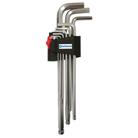 WEMAG Winkelschraubendreher-Set lang 1,5-10mm Kugelkopf 6-kant mit Halter