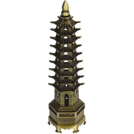 WenChang 25 cm hoher Turm aus Aluminiumlegierung, exquisite Verarbeitung, einzigartiger Stil, wunderschöne Wohndekoration