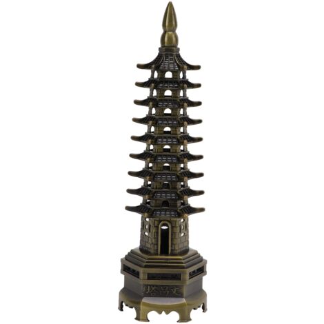 WenChang 9-stöckiger Turm aus grüner Bronzelegierung, 18 cm, Büro- oder Heimdekoration, elegante Geschenkidee