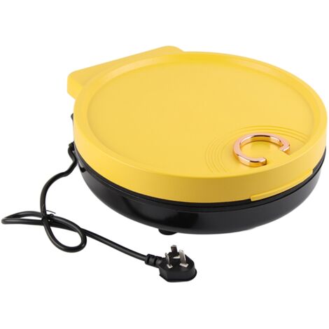 Wendbare Pfannkuchenpfanne in Entengelb, doppelseitiger Crêpe-Maker mit Wendespatel