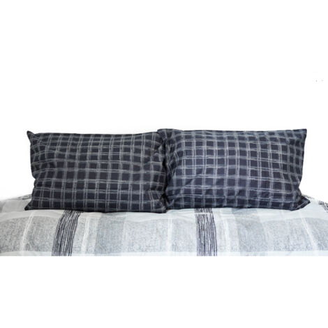 Wendebettwäsche aus 100% Baumwolle karierte Bettwäsche mit Decken- und Kissenbezug 200x200 cm