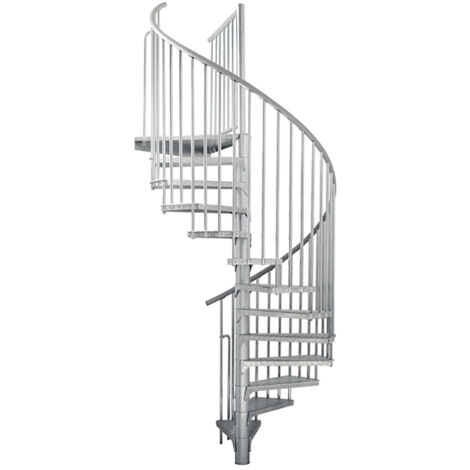 Wendeltreppe Außenbereich 13 Stufen - erreichbare Höhe 2,47 bis 3,05m - Durchmesser 1.60m - graue Struktur und graue Stufen - RONDOZINK160-S-13
