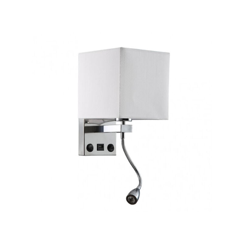 Wandleuchte 3w 4000k+1xe27 und port usb stephen chrom/weiß 285lm 38x17x20cm dual einschaltbar