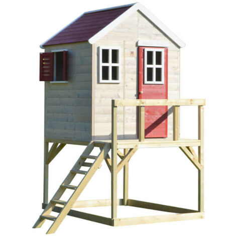 Wendi Toys Maison en bois sur pilotis Cigogne  Nature  160x190x242 cm