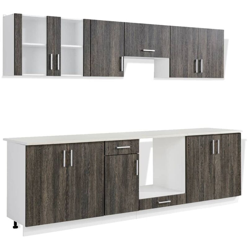 Compare kitchen cabinet unit 8 pieces wenge look - brown ...