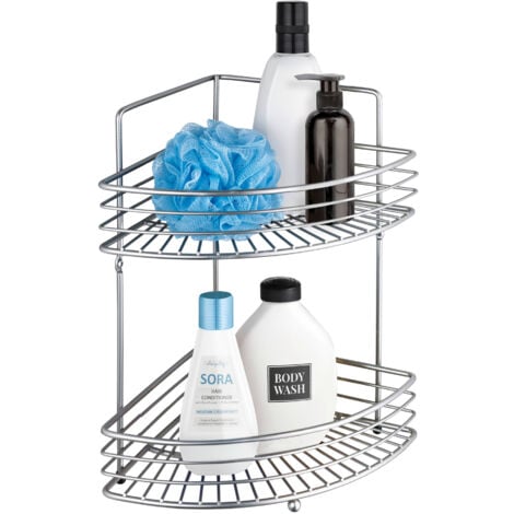 Étagère d'angle WENKO Milano chromé 2 étages 31,5 x 37 x 22,5 cm étagère salle de bain en métal design rangement optimal pour accessoires salle de bain chromé idéale pour douche et coin baignoire