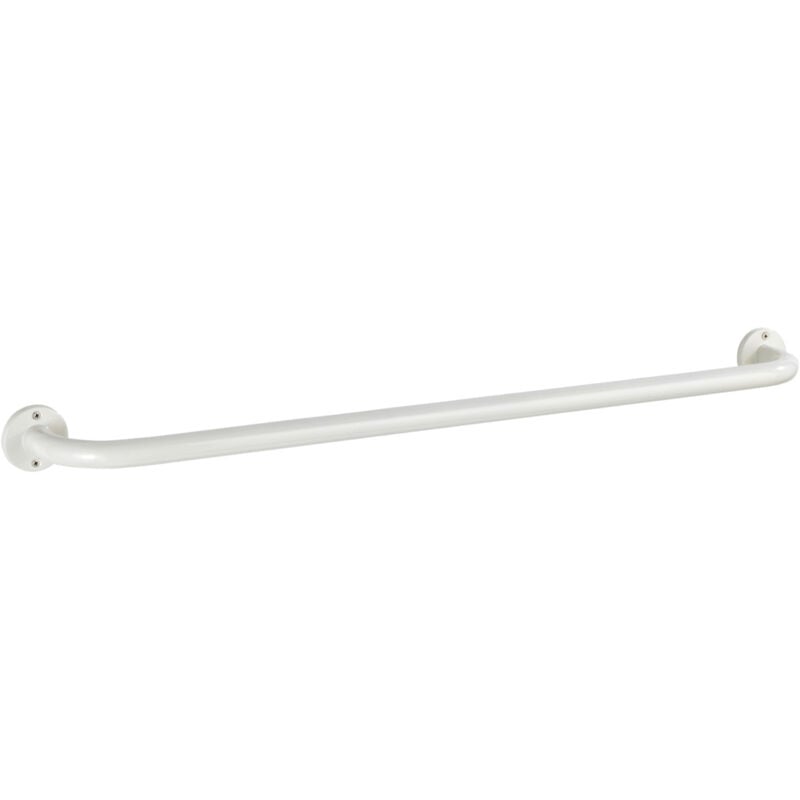 Wenko - Porte-serviettes Basic 80 cm blanc inoxydable salle de bain porte-serviettes mural barre porte-serviettes en acier inoxydable avec vis et