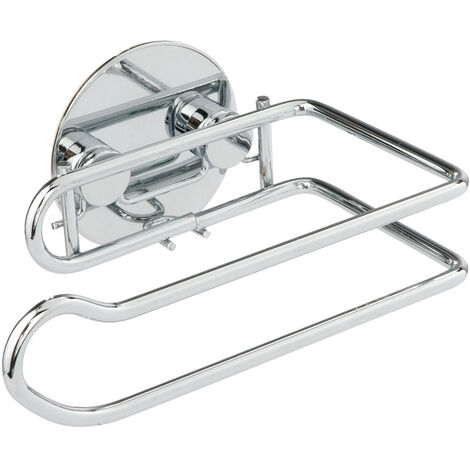 Wenko 18774100 Turbo-Loc Porta Rotolo Bagno, Fissaggio Senza Trapano, Acciaio, 9 x 6 x 14 cm, Cromo