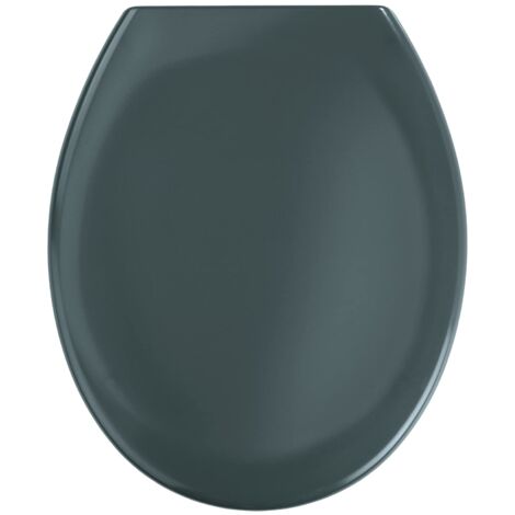Wenko 19657100 Asse WC Premium Ottana, Chiusura Ammortizzata, Fissaggio Igienico in Acciaio Inox Fix-Clip, Antibatterico, Materiale Plastico, 45,2 x 37,6 cm, Grigio Scuro