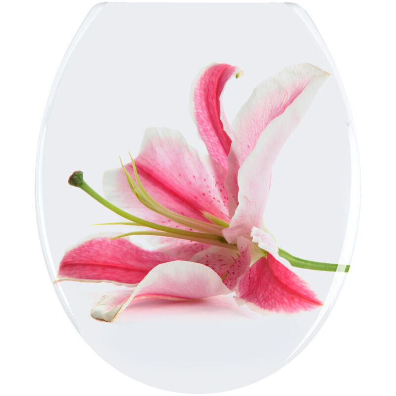 Wenko - Abattant wc Original Orchidée, abattant wc avec fixation inox, Duroplast antibactérien, 37.5 x 45 cm, Multicolore