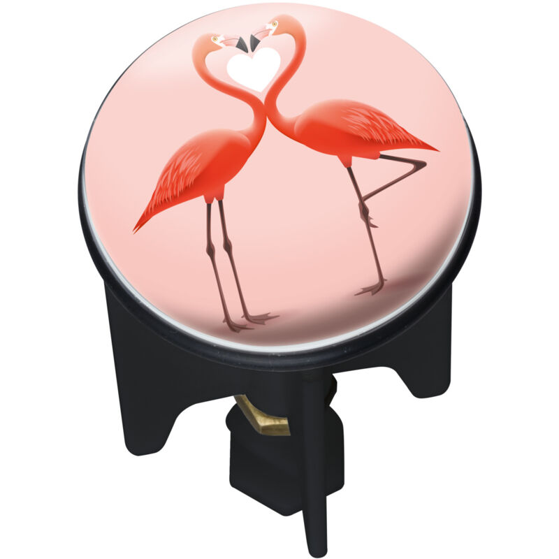 Wenko - Bouchon d'évier Pluggy®, Bonde de lavabo, Flamingo love, Laiton, ø 3,9 x 6,5 cm, Rose