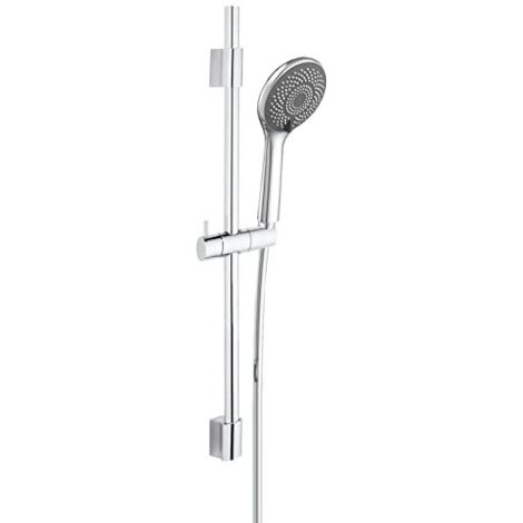 Wenko 25452100 Set Doccia Salva-Acqua, Binario Doccia con 3 Tipi di Getto Soffione Doccia e Tubo Flessibile, Cromato