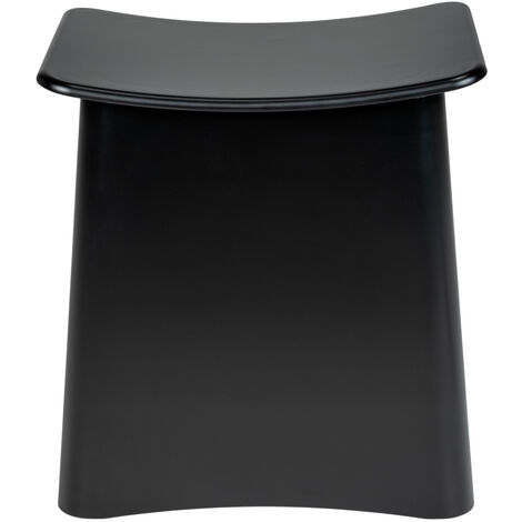 WENKO 2in1 Poggiapiedi da Bagno Wing Nero Opaco, Poggiapiedi con sacco per biancheria estraibile, Nero, Plastica (ABS) nero