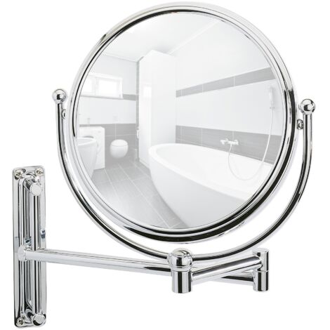 Wenko 3656211100 Specchio da Bagno a Parete Deluxe, Regolabile in Altezza, Orientabile, Acciaio, 23 x 28,5 x 33 cm, Cromo