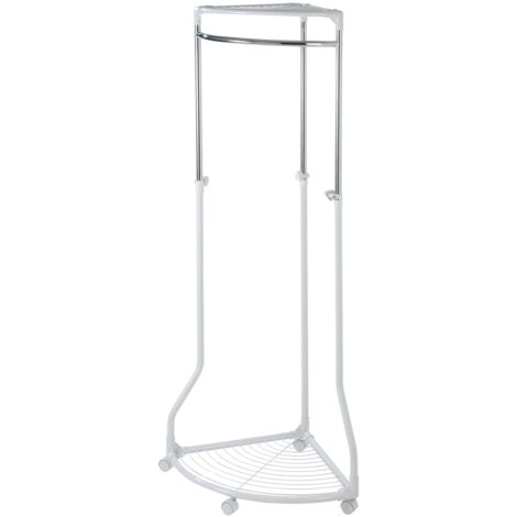 WENKO 4364700100 Ingresso Indipendente con scarpiera, Appendiabiti ad Angolo Regolabile, Bianco/Cromato, Portata Fino a 50 kg, 27,6 x 44-166,1 x 55,1 cm, Metallo, Argento, 166 x 55 x 70 cm