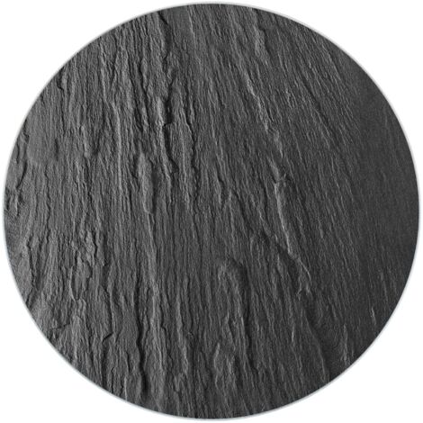 WENKO 53981100 Sottopentola Rotondo in Ardesia per pentole, padelle, Vetro temperato Silicone, Nero