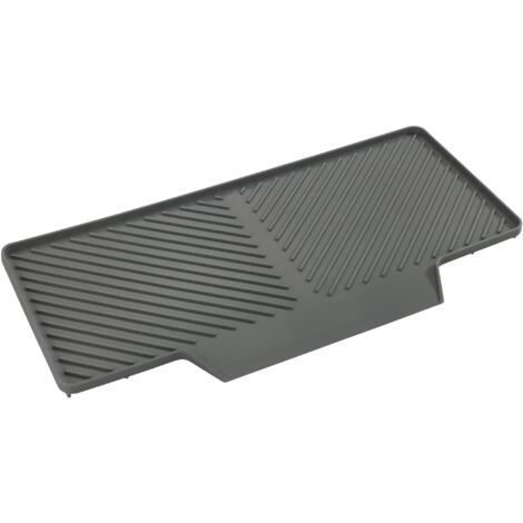 Wenko 54699100 Tappetino Scolapiatti Neli, Superficie Inclinata e Rigata per Un Deflusso Ottimale Dell'Acqua, Grigio Raffinato