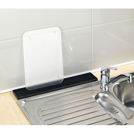 Wenko 54700100 - Tappetino scolapiatti slim, in plastica, colore: Nero