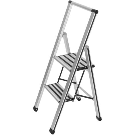 WENKO 601011500 Scaletta pieghevole aluminio 2 gradini -  , Alluminio, 43.5 x 103.5 x 5.5 cm, Alluminio