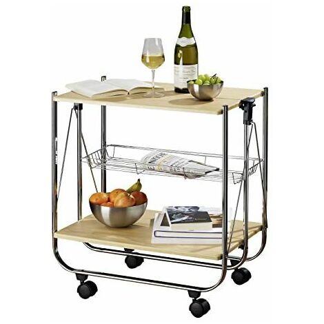 Wenko 713001500 Desserte Dinett Érable - Repliable, MDF, 68 x 70 x 40.6 cm, Beige
