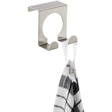 WENKO 8411100 Gancio doppio sopra anta inox satinato, Acciaio inossidabile, 5 x 5 x 5 cm, Opaco