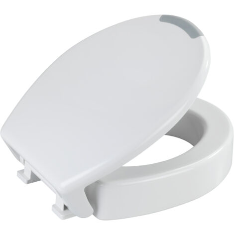 Wenko – Abattant adulte pour WC réhausseur 8cm – Duroplastique antibactérien – Frein de chute – Charge jusqu'à 300 kg – Dimensions 37x43,5 cm