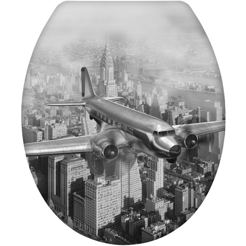 Wenko - Abattant wc avec frein de chute, abattant wc original, 'Old Time', fixation inox, duroplast antibactérien, 38 x 45 cm, Multicolore