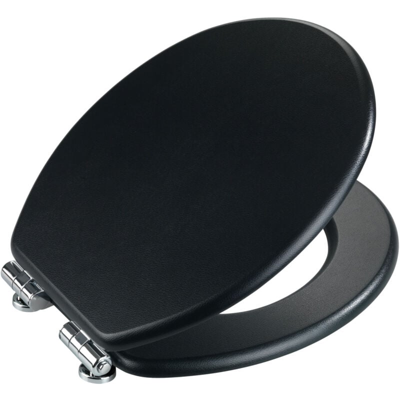 Wenko - Abattant wc avec frein de chute 'easy close' Cuero, fixation inox 'fix clip', mdf, 35,5x42,5 cm, Noir