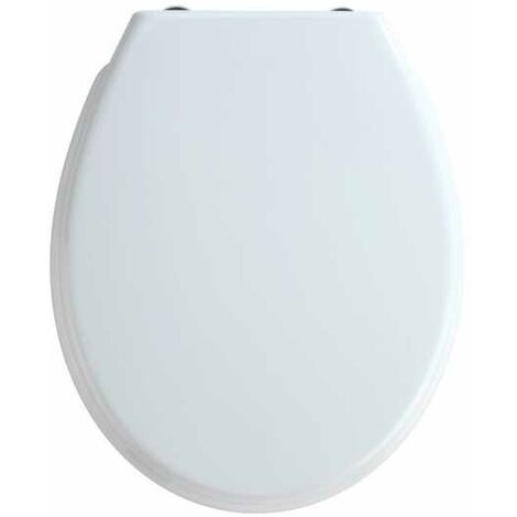 WENKO Abattant WC avec frein de chute easy close, fixation inox 'fix clip', Blanc, Duroplastique, Bilbao, 35 x 43,5 cm - Blanc