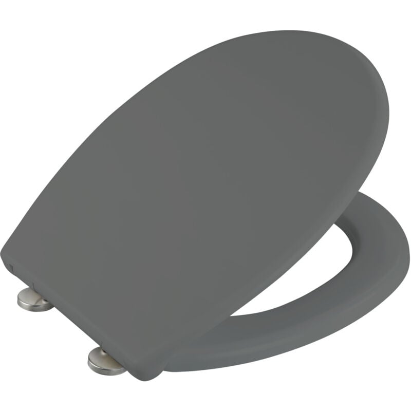 Wenko - Abattant wc Vorno Neo gris Duroplast 37 cm automatique antibactérien Easy-Close silencieux fixation inox idéal pour toutes céramiques