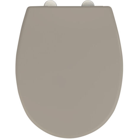 WENKO Abattant WC avec frein de chute easy close Vorno Neo, abattant WC clipsable fixation acier inox fix clip, Duroplastique, surface antibactérienne, 37x46 cm, taupe