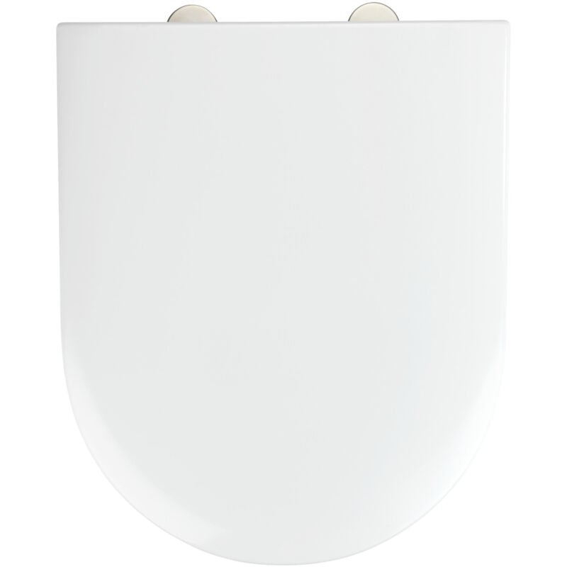 Wenko - Abattant wc Duroplast Blanc 37x46 cm antibactérien Easy Close frein de chute Compatible Villeroy & Boch Subway Fix-Clip en inox avec