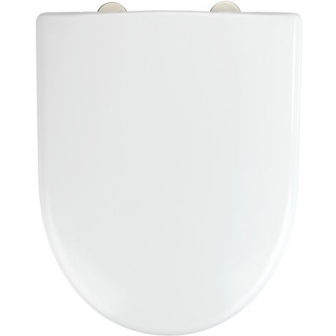 WENKO Abattant WC avec frein de chute Exclusif Nr. 2, abattant WC adapté à la céramique Keramag Renova, Laufen Moderna, fixation Inox, duroplastique, 36,5x45 cm, Blanc