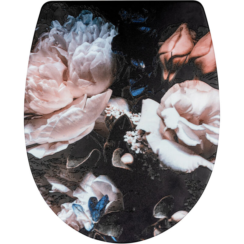 Wenko - Abattant wc avec frein de chute Peony avec surface avec relief, abattant wc clipsable, fixation inox, duroplast antibactérien, 38x44,5 cm,