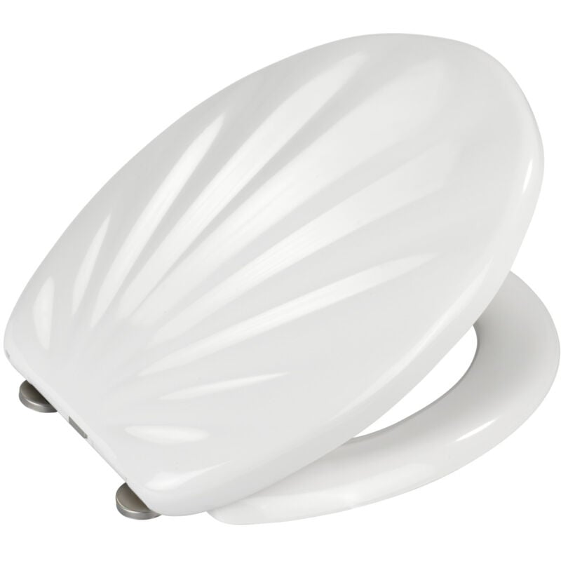 Wenko - Abattant wc Premium Coquillage avec frein de chute Lunette wc clipsable, Fixation acier inox, Installation simple, Duro Plast, 38 x 46 cm,