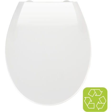 WENKO Abattant WC avec frein de chute Premium Kos, abattant WC clipsable avec fixation inox, Thermoplastique, 37x44 cm, Blanc - Blanc