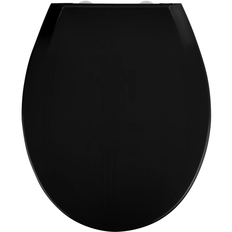 Wenko - Abattant wc Premium avec frein de chute Kos, Lunette wc clipsable fixation inox, Hygiénique et anti rayures, Thermoplastique, 37x44 cm, Noir