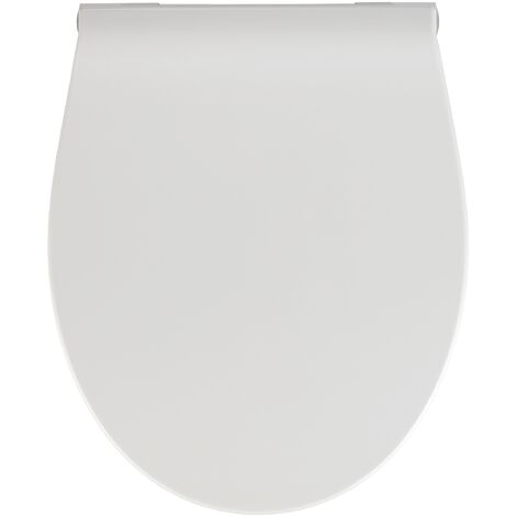 WENKO Abattant WC avec frein de chute Premium LED, lumière LED avec capteur acoustique, fixation inox, Duroplast antibactérien, 36.8x44 cm, Blanc - Blanc