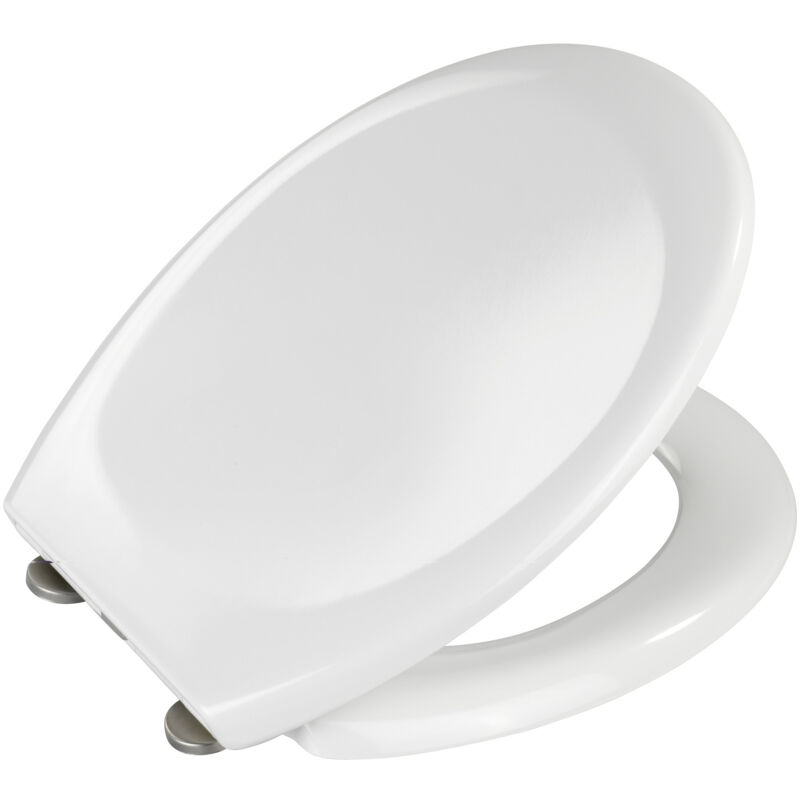 Abattant WC Premium Ottana WENKO avec frein de chute, Clipsable avec fixation en acier inox, Duro Plast incassable et hygiénique, 37,5 x 44,6 cm,